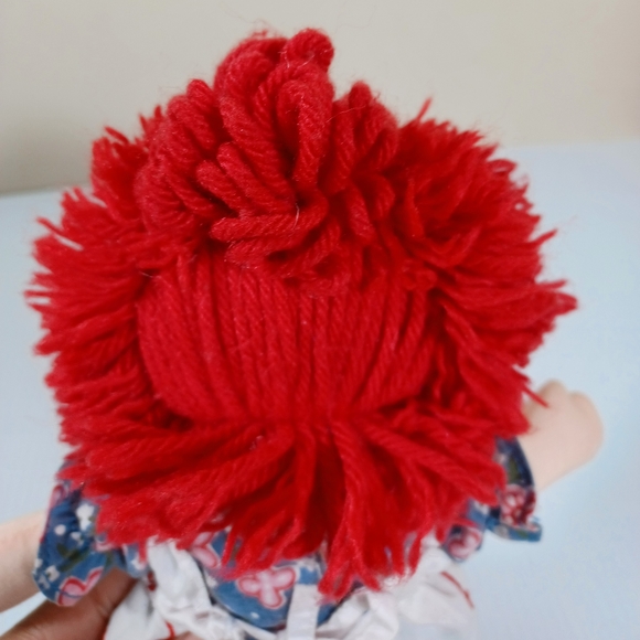 ✓RAGGADY ANN STUFFED DOLL BLUE Floral  DRESS   DOLL used VINTAGE 85 anniversary - Picture 7 of 16